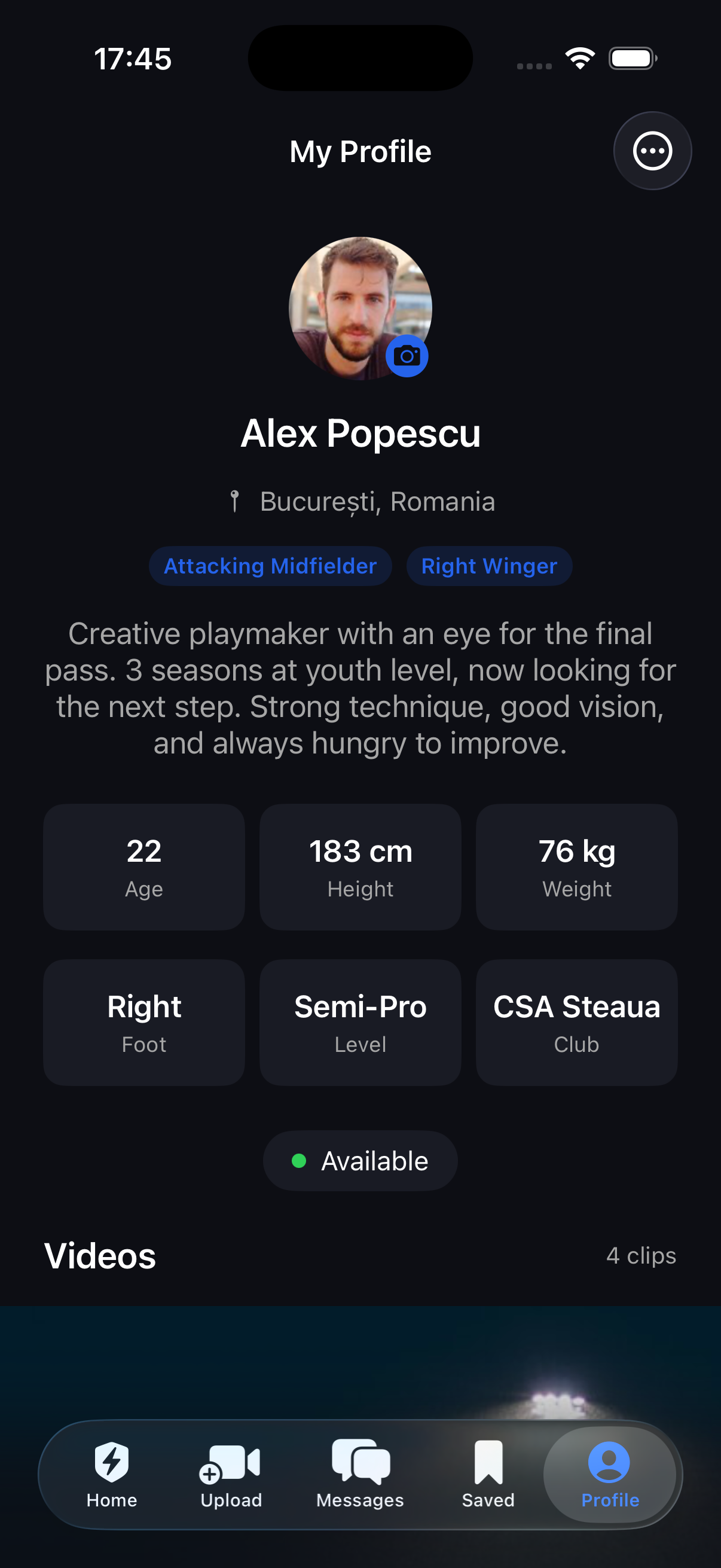 Athlemic athlete profile